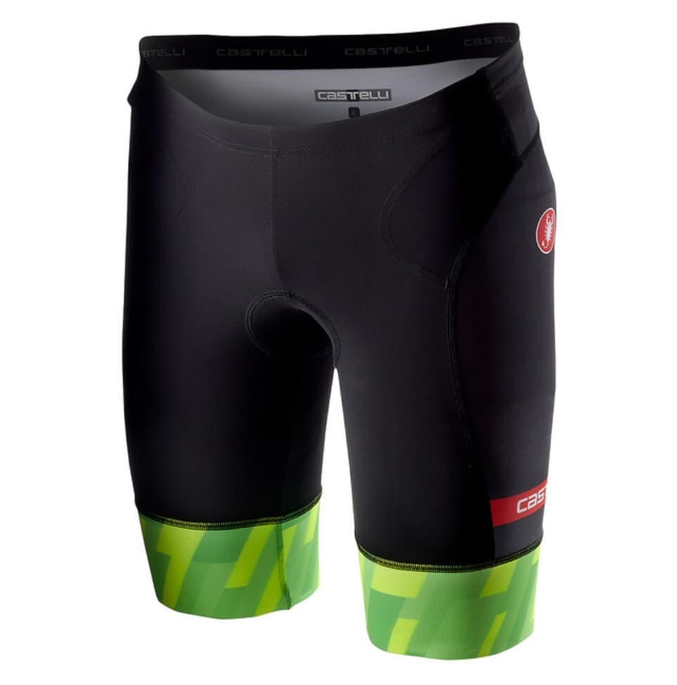 Велотрусы для триатлона мужские Castelli FREE TRI, цв.084 black/pro green (р. XL)