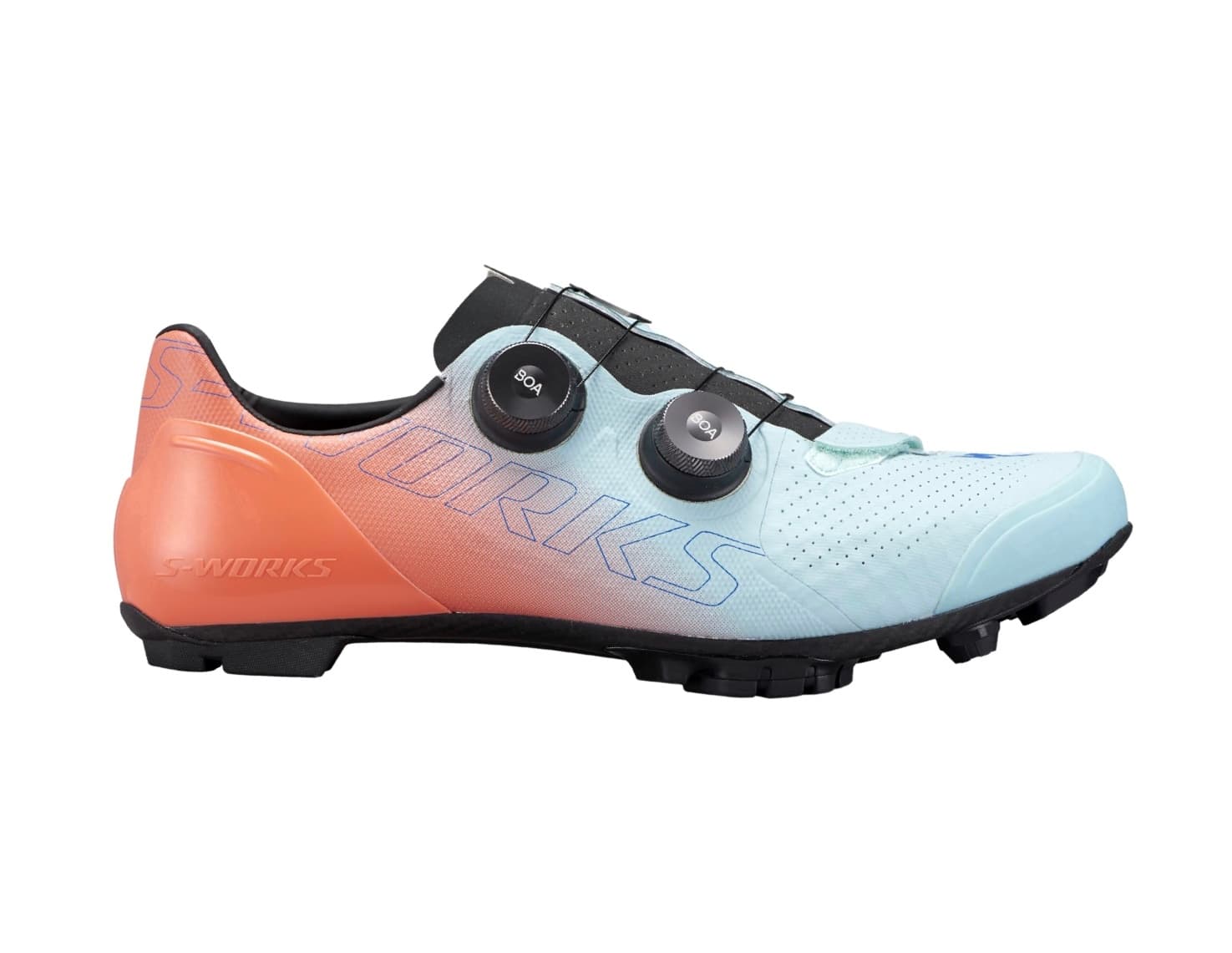 Велотуфли МТБ Specialized S-Works RECON, Arctic Blue / Vivid Coral / Sky Blue