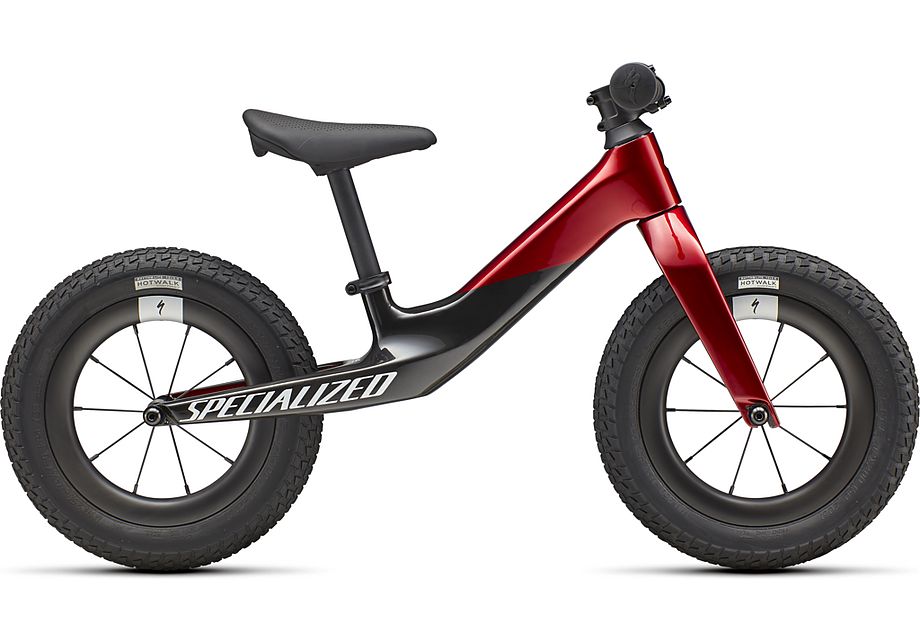 Велосипед детский Specialized HOTWALK CARBON, Gloss Red Tint over Flake Silver Base / Carbon / White with Gold Pearl